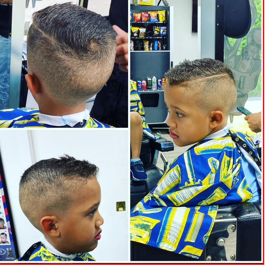Kids' mohawk haircut at Unlimited Barbershop in Danbury, CT